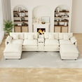 thumbnail image 6 of Wiilayok 145" Modular Sofa Set,Large Chenille U Shaped Sectional Sofa with Ottoman,Central Console,Cup Holder,6 Seater Deep Seat Couch for Living Room Furniture,Beige, 6 of 9