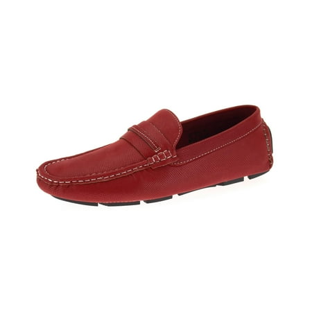 

Mens Woodley Red Faux Leather Designer Driving Shoe