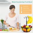 thumbnail image 4 of Cesta De Frutas Estante De Verduras De Hierro Forjado Soporte De Almacenamiento De Frutas Con Gancho De Pastor Desmontable Para Mesa De Comedor Cocina Restaurante Mesa De Comedor Negro Advancent HA019565-00, 4 of 7