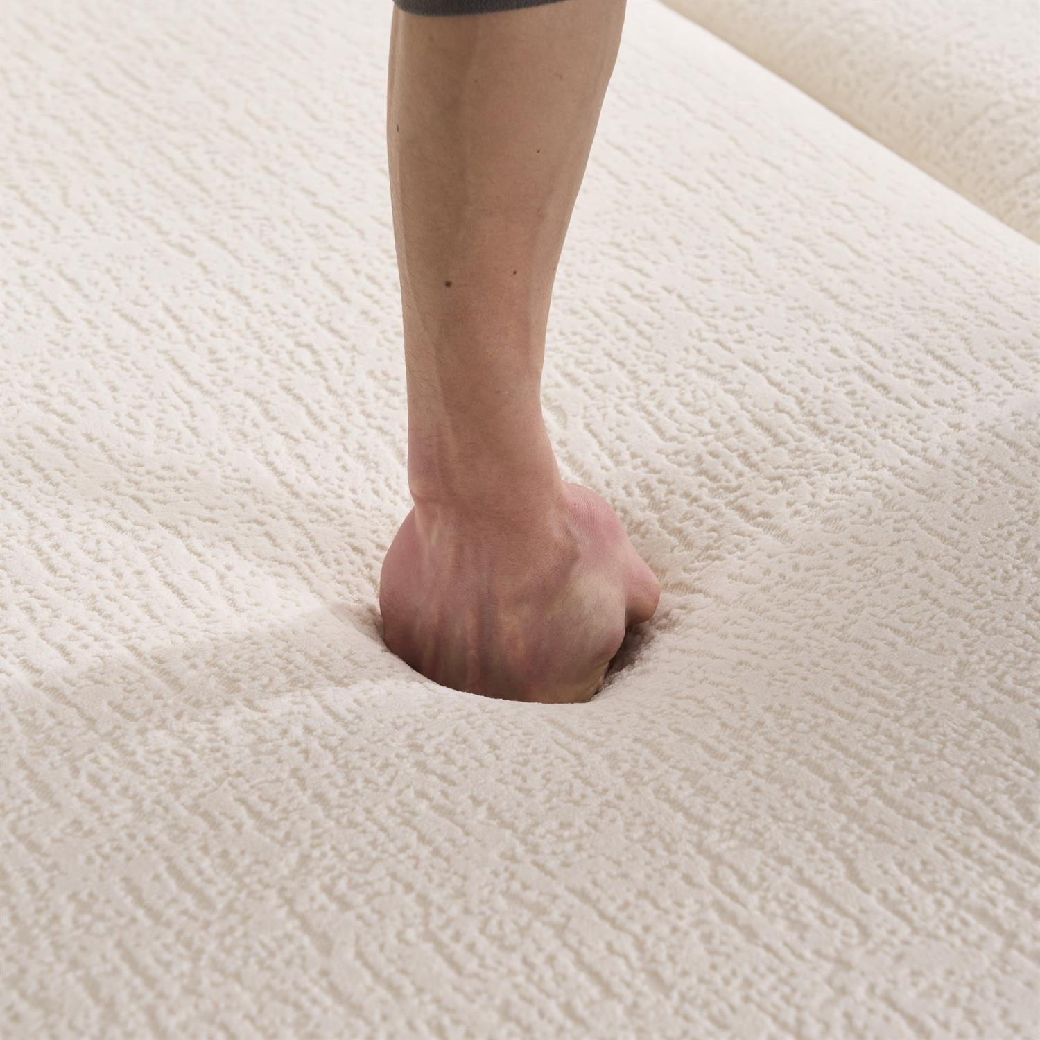 Demi Bonn 105" Modern L-Shaped Sectional Sofa, 3-Seater Couch with Chaise Lounge, 2 Accent Pillows, Wood Grain Chenille Fabric for Living Rooms, White