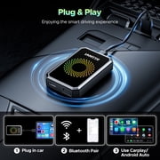 LAMTTO 3-in-1 Wireless Apple CarPlay Adapter & Android Auto, Black AI Box with Video App, Dual WiFi Plug & Play for OEM Wired CarPlay Vehicles (2016+)