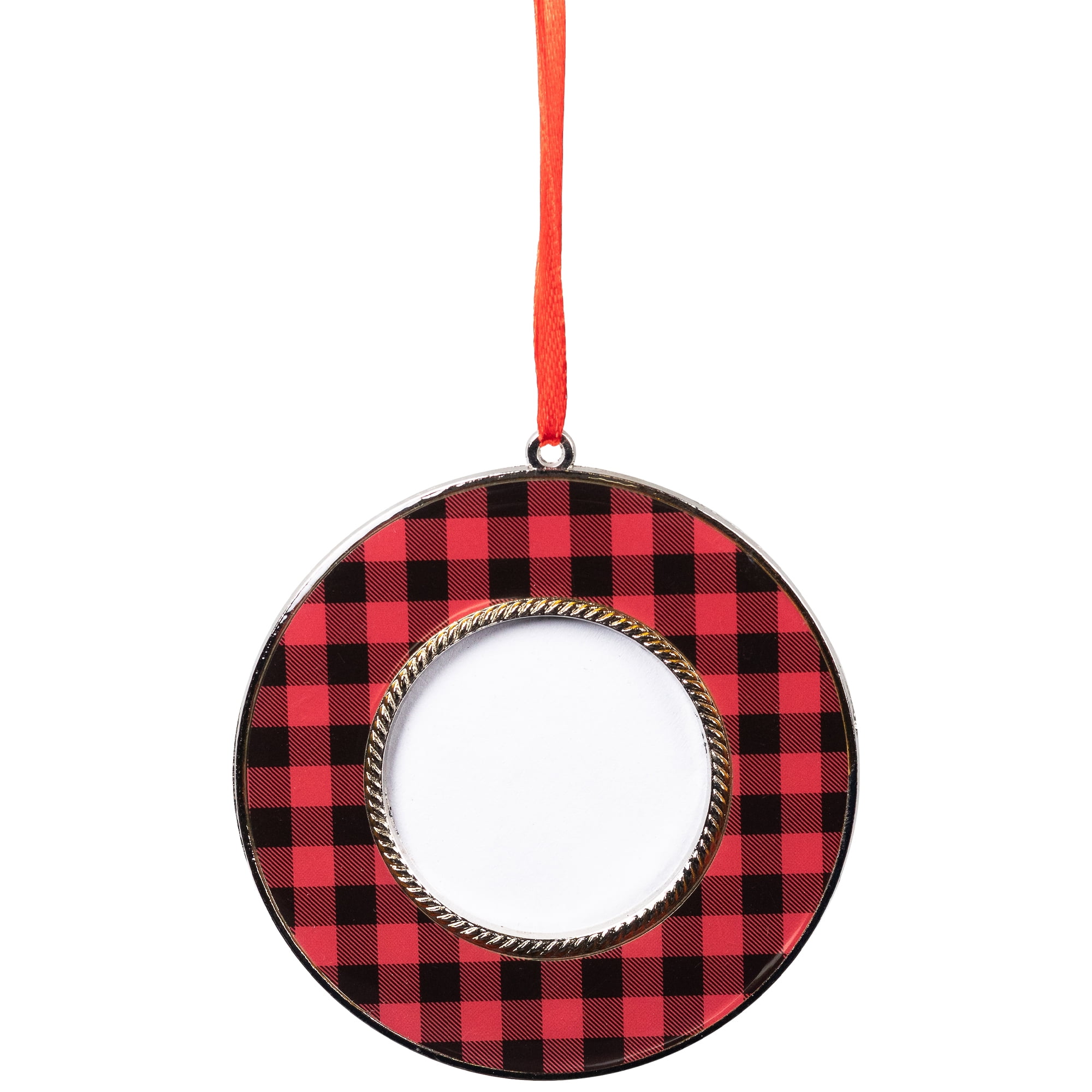Buffalo Plaid Photo Frame Christmas Ornaments - 3.5" - Set of 4