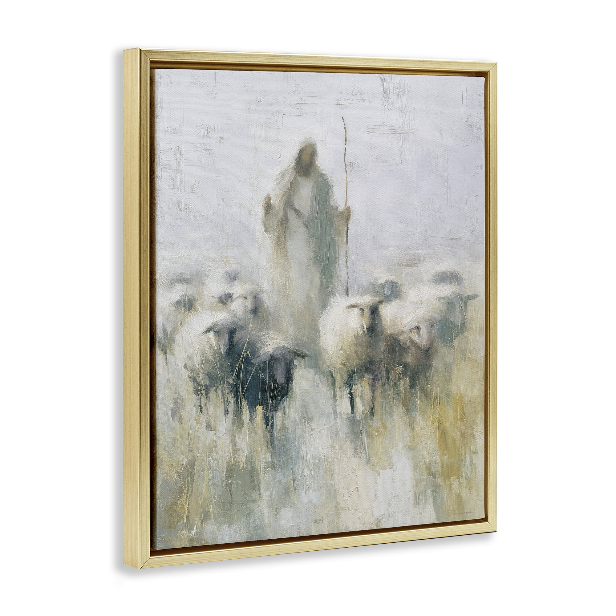 Stupell Industries The Gentle Guide Shepherd Gold Framed Floater Canvas Wall Art, design by Svetlana Aleynikova
