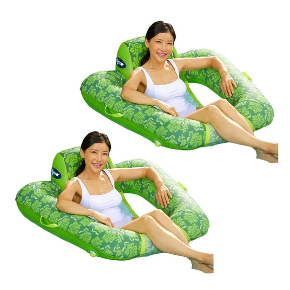 Aqua Leisure 0 Gravity Inflatable Swimming Pool Lounge Float, Green, 2 Pack
