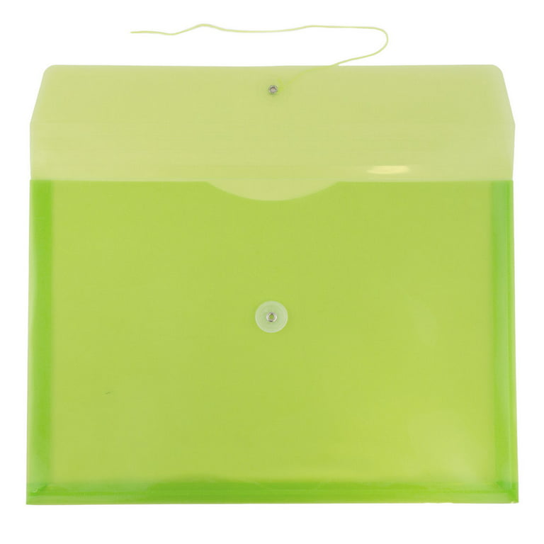 Jam Paper Plastic Envelopes with Button & String Tie Closure - Letter Booklet - 9 3/4 x 13 - Assorted Primary Colors - 6/Pack