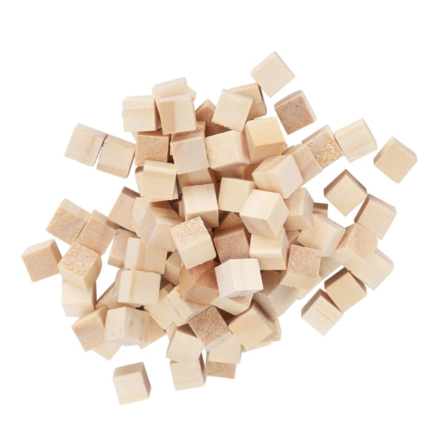 100 piezas de cubos de madera de pino cuadrados en blanco para manualidades de bricolaje, rompecabezas de juguete para la primera infancia de 10 mm