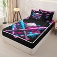 thumbnail image 2 of Castle Fairy Sport Baseball Bat Zipper Full Size Comforter Sets with Fitted Sheet and 2 Pillowcases, Ice Cream Drip Splash Zipper Bedding Set, Black Pink Blue,4pcs,Pink Reversible, 2 of 6
