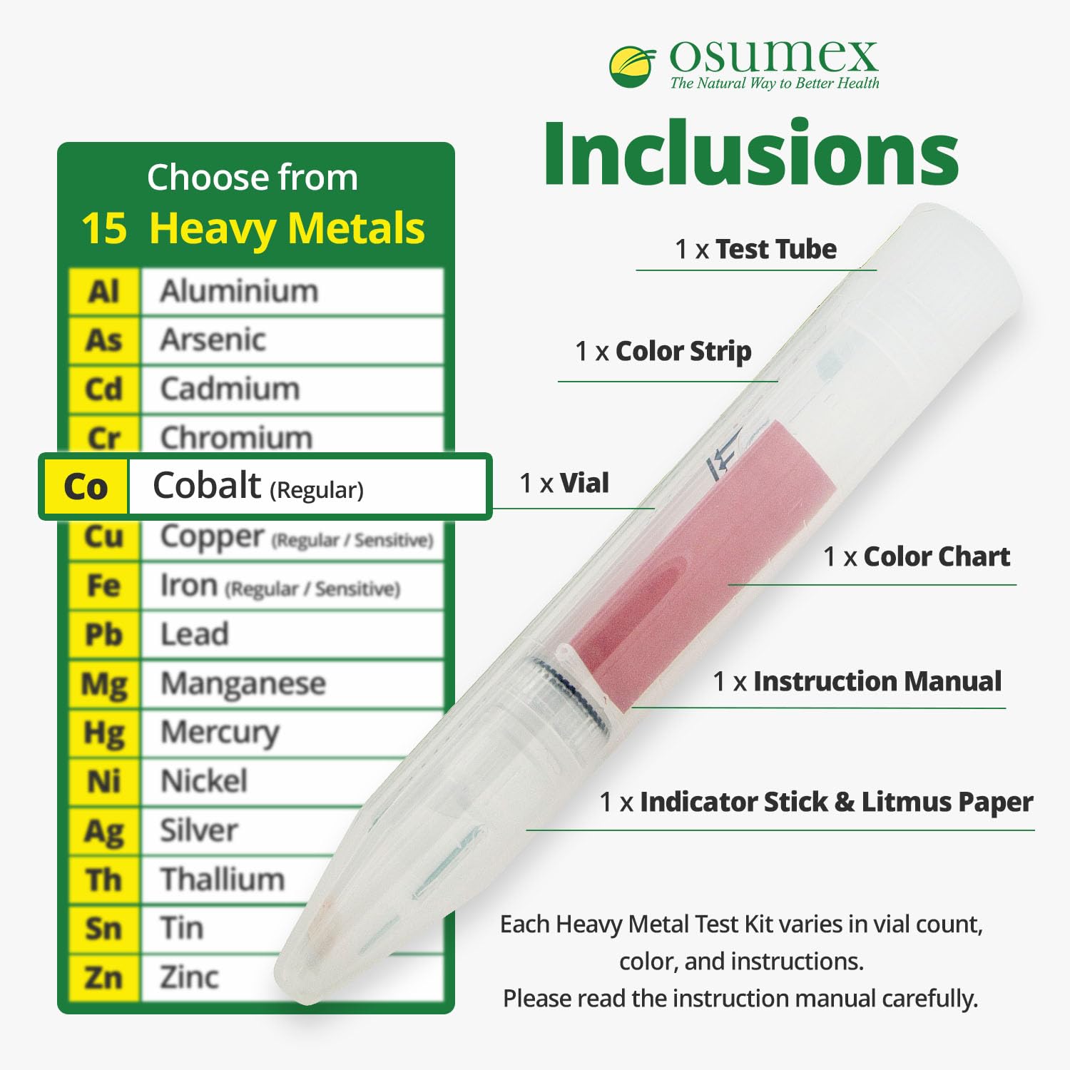 Heavy Metal Test Kit Cobalt Regular Kit 1 Pack - Water Tester for Drinking Water, Food, Urine, & Other Materials, Heavy Metals Test Kits for Humans, at Home Testing Kits, Home Testers for Metals