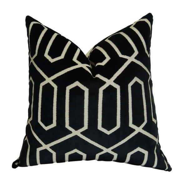 Plutus PB11388-1616-DP Bengal Lattice Handmade Throw Pillow, Black & Cream - 16 x 16 in.