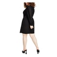 thumbnail image 2 of TOMMY HILFIGER Womens Black Zippered Sheer Pleated Long Sleeves Round Neck Above The Knee Wear To Work Shift Dress Plus 14W, 2 of 5
