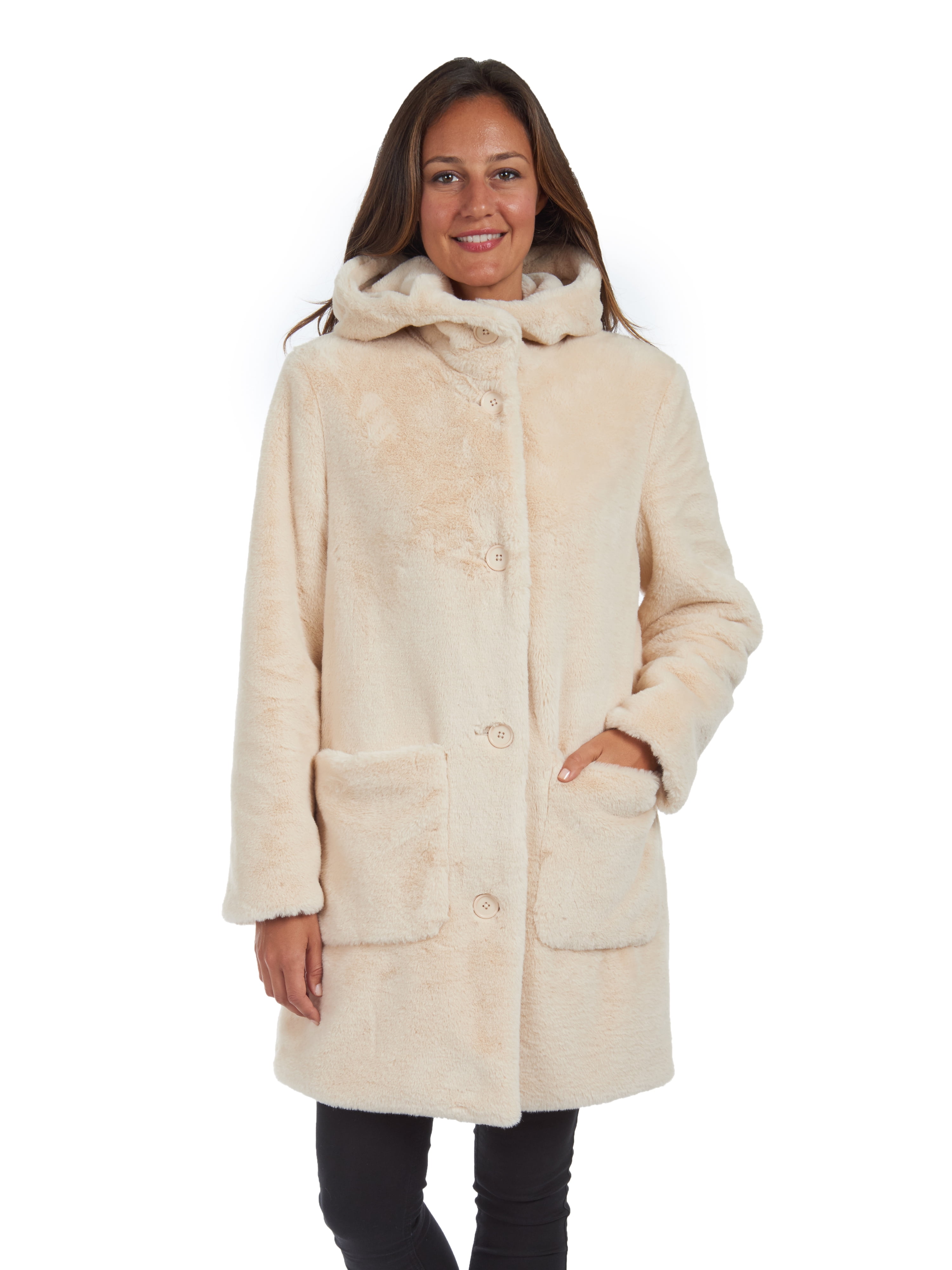 Kensie Women's Hooded Faux Fur Coat