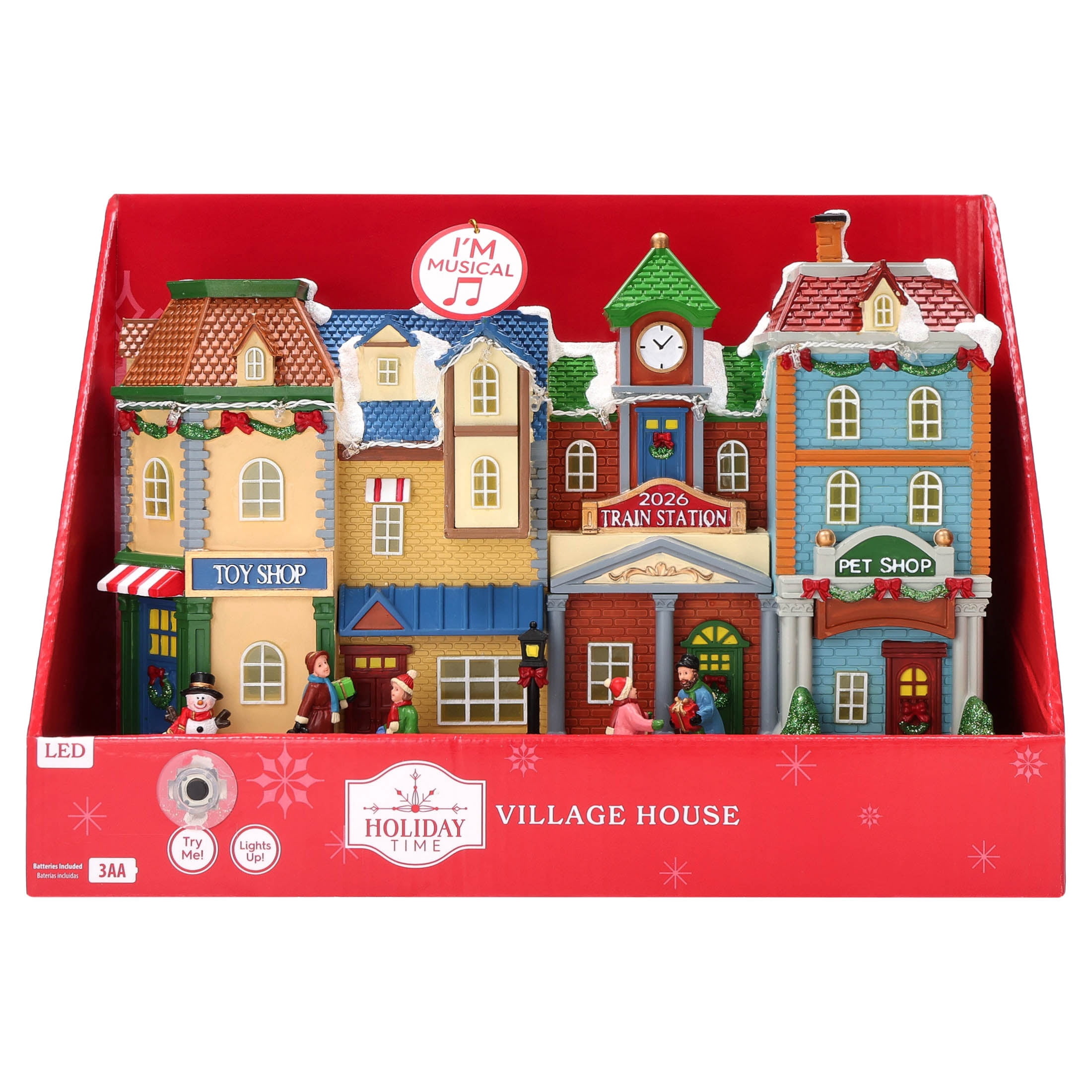 Light-Up and Musical Village House Christmas Village Building, Multicolor, 9", by Holiday Time