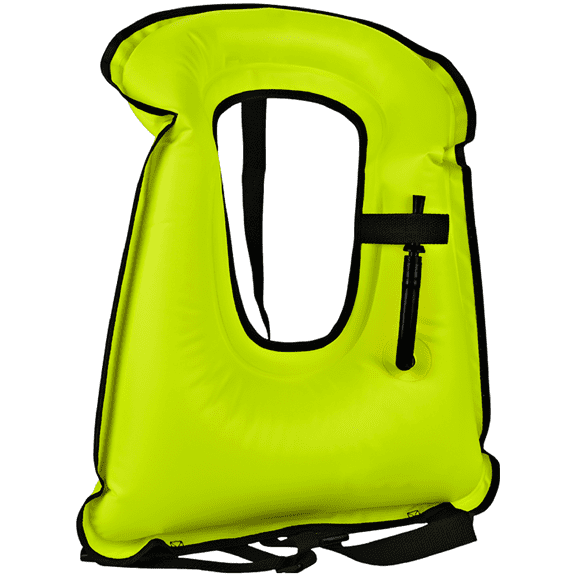 Inflatable Snorkel Vest Adult Swimming Jacket, PVC Free Diving Swimming Safety Life Vests, 220 lbs / 100 kg Buoyancy Snorkel Vest, Adjustable Waist Strap, Quick Inflation, Fluorescent Green