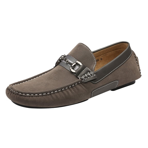 Bruno Marc Men's Comfort Moccasins Loafers Casual Penny Shoes Drving Slip On Shoes SANTONI-03 GREY Size 7