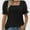 Black, variant on Women's Square Neck Tops Ruffle Trim Sleeve T-Shirts for Summer Casual Short Tees