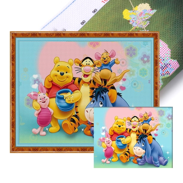 Hilo de Algodón Bordado Wdftyju Estampado 11CT Punto de Cruz Winnie Pooh 50x40cm