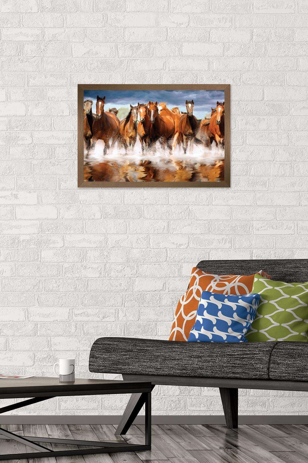 Horses Wall Poster, 14.725" x 22.375", Framed