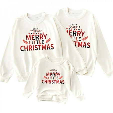

Clearance Christmas Family Matching Outfits Family Wear Sweatshirt Cartoon Merry Christmas Letter Printing Parent-child Wear