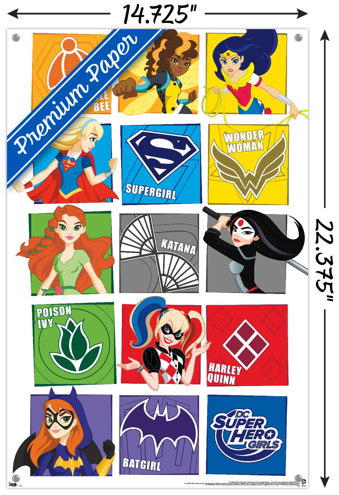 DC Comics TV - DC Superhero Girls - Grid Wall Poster with Push Pins, 14.725" x 22.375"