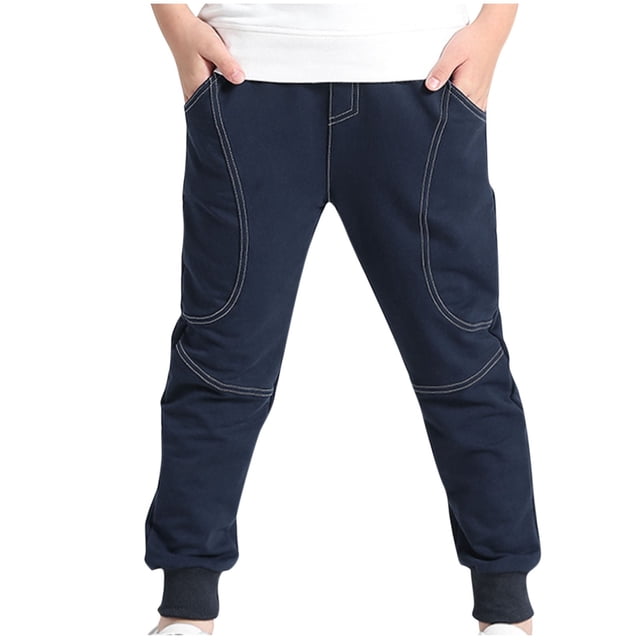 Odeerbi 7-14 Años Niños Pantalones de Algodón Workout Deportes Atlético Jogger Pantalones Cute Solid Color Cintura Elástica Joggers