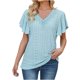 thumbnail image 2 of Fiudx Tops para Mujer Camiseta Holgada Informal con Cuello En V y Manga de Retales de Color Sólido para Mujer, 2 of 6