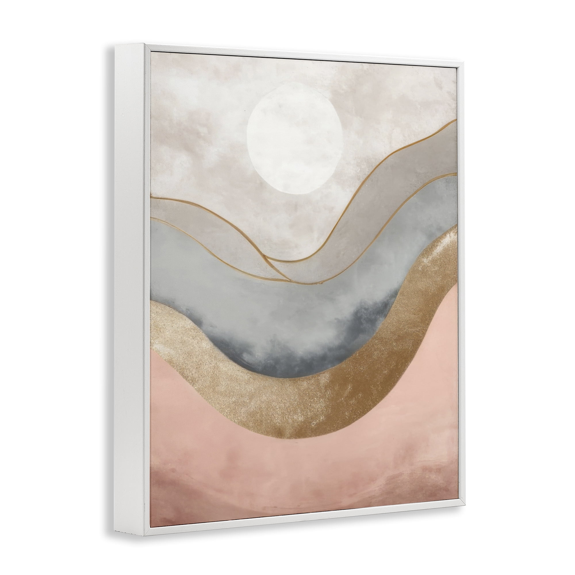 Stupell Industries Lunar Curves Landscape Abstract Painting White Framed Art Print Wall Art, 11 x 14