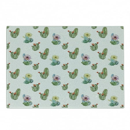 

Cactus Cutting Board Thorny Vintage Hawaiian Nature Flourishing Succulents and Cactus Bouquets Picture Decorative Tempered Glass Cutting and Serving Board Small Size Multicolor by Ambesonne