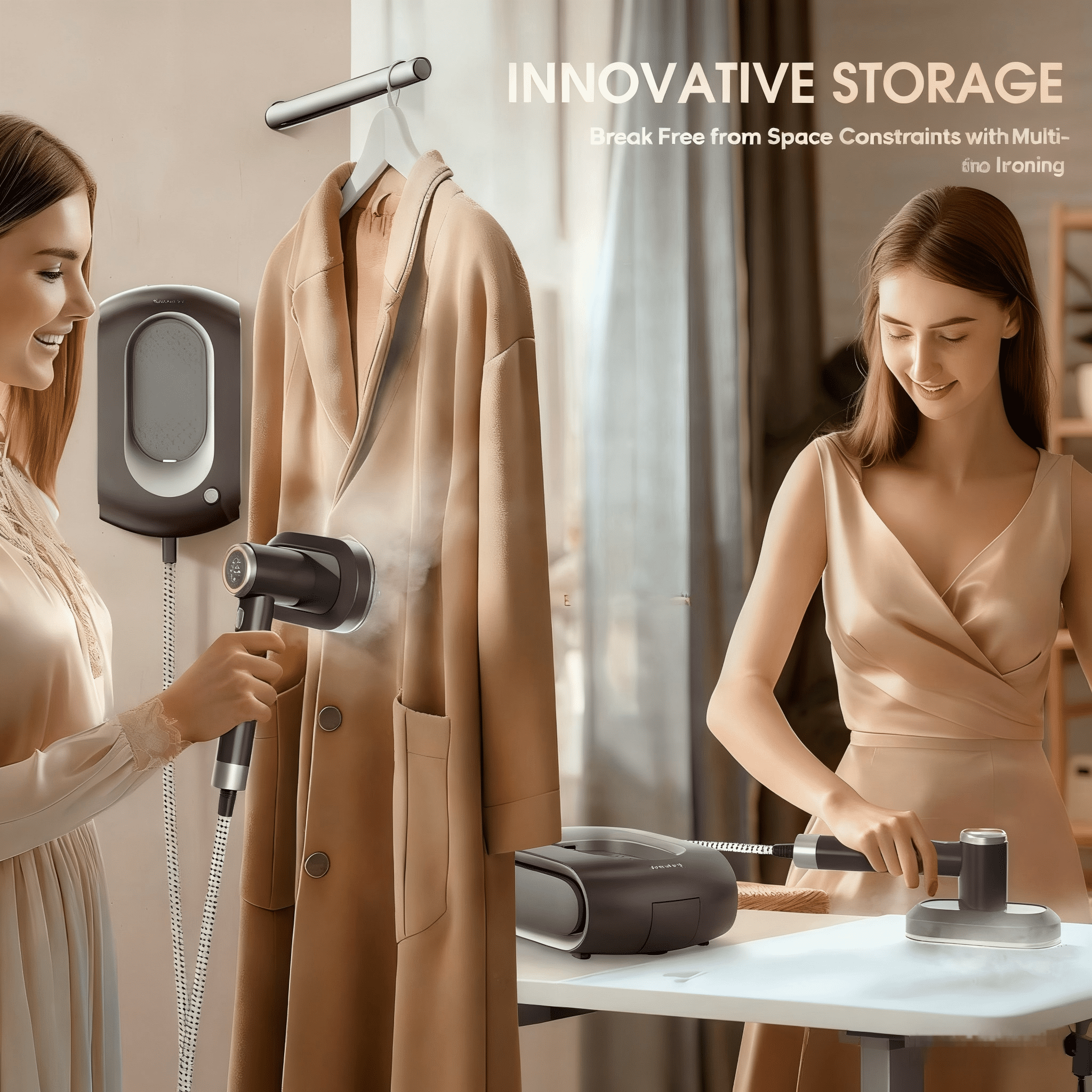 Steamer for Clothes,2-in-1 1550W Turbocharged Garment Steamer & Iron ,3 Levels Smart Control Steaming,1.2L Detachable Tank,Auto Shut-off,Self-Cleaning,Innovative Storage: Hang or Wall Mount