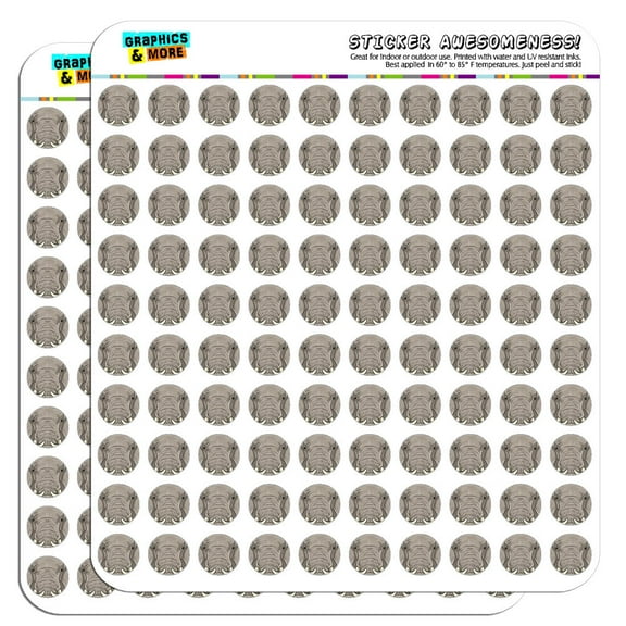 Elephant Face Safari 1/2" (0.5") Scrapbooking Crafting Stickers