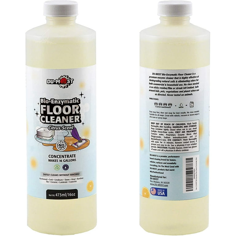DU MOST Bio Enzymatic Floor Cleaner Concentrate 1 oz Makes 1 gallon Biodegradable Surfactant Citrus Scent 16 fl oz