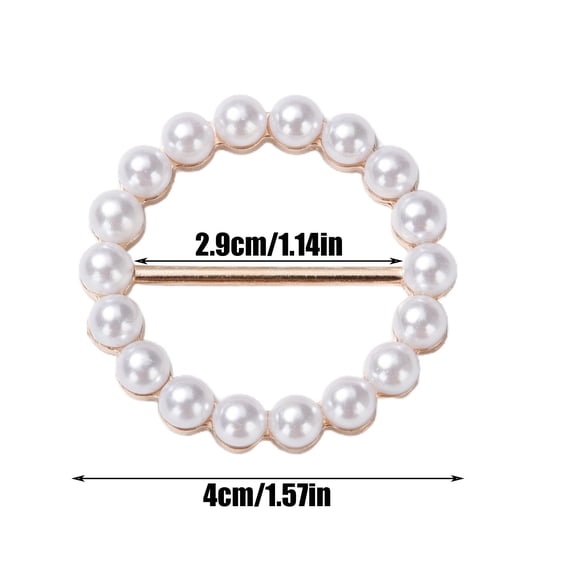 JilgTeok 1 Packs Fashion Metal Pearl Ring Clip Womens T-shirt Knot Buckle Belt Adjustment Scarf Buckle for Shirt Silk Scarf Clothing Circle Knotted Buckle