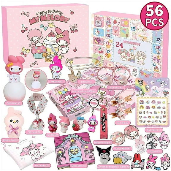2025 Melody Holiday Advent Calendar, 24 Days Random Accessories, Christmas Countdown Surprise Box(Total 56Pcs)