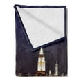 thumbnail image 2 of New York Soft Flannel Fleece Throw Blanket, New York at Night Empire Building at Northeastern Most Crowded Town USA Photo, Cozy Plush for Indoor and Outdoor Use, 60" x 80", Orange Blue, by Ambesonne, 2 of 5