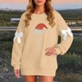 thumbnail image 4 of Ladies' Christmas Printed Bow Round Neck Long Sleeved Loose Pullover Sweater Sweatshirt Top, Elegant Fall Winter Fashion with Soft Fabric for Holiday Parties,Khaki,M, 4 of 6