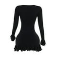 thumbnail image 4 of Women's Long Sleeve Autumn Dress Round Neck Knitted Mini Skirt Winter Sweater Slim Casual Dress Ladies Causal Dresses Cute Dresses for Women Womens Maternity Dresses Shopping Women Dresses T Shirt, 4 of 8