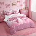 thumbnail image 4 of Manfei Cartoon Bowtie Twin Bedding Sets 7-Piece,Princess Bow Bowknot Bedding Comforter Set,Pink Glitter Print Sheet Sets For Girl,Microfiber Room Decor,Reversible, 4 of 8