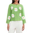 thumbnail image 2 of LMLYSoH Women Loose Knit Sweater Sweet Flower Embroidered Long Sleeve Boat Neck Pullovers Spring Fall Casual Jumpers Tops, 2 of 9