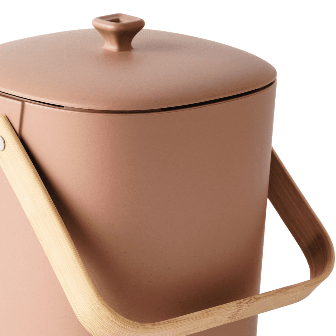 Bamboozle Astrik 1 Gallon Terracotta Astrik Kitchen Composting Bin with Reusable Filter
