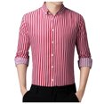 thumbnail image 1 of Wyzesi Chemise Rayée Manches Longues Hommes Mode Décontractée Simplicité Coréenne Slim Rayée Col à Revers Chemise d'Été Tendance Crop, 1 of 9
