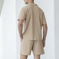 thumbnail image 4 of BXINGOHAI Men's 2 Piece Short Sets Outfits Summer Shirts and Shorts Casual Button Short Sleeve Fashion Shorts Tracksuit Set Clearance Sale Khaki,XL, 4 of 6