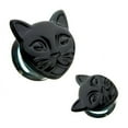 thumbnail image 3 of BodyJewelryOnline Pair of Double Flare Black Cat Head Design Ear Plugs Made of Glass Men Women, 3 of 8