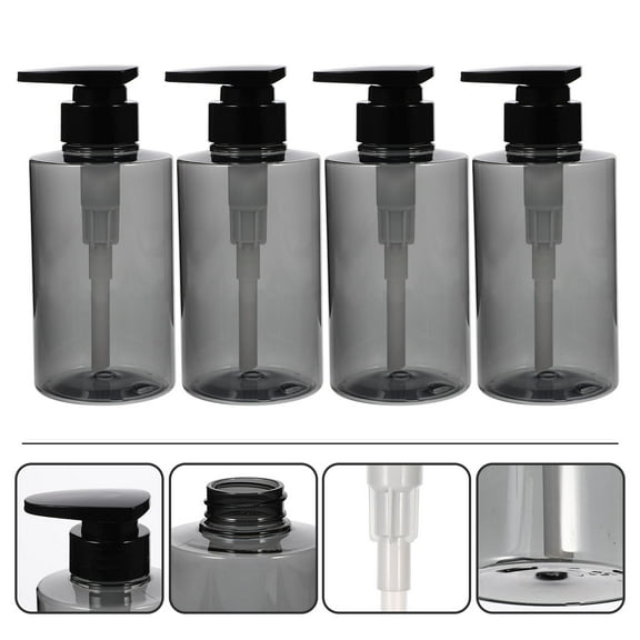 Soimiss Refillable Cream Bottle Pump Bottles Grey Plastic 4Pcs