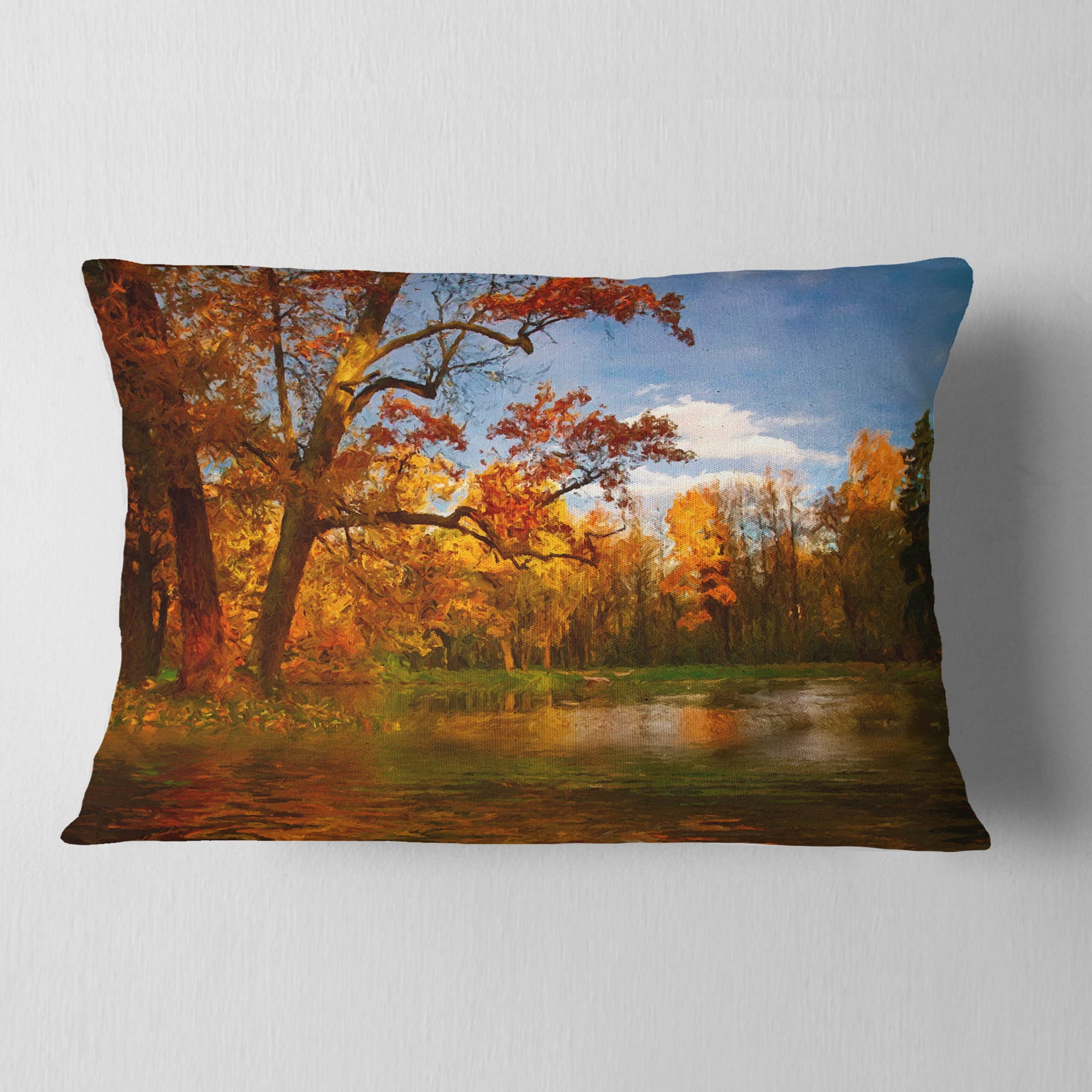Designart Quiet and Silent Autumn - Landscape Printed Throw Pillow - 12x20