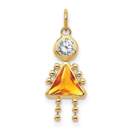 Diamond2Deal 10k Yellow Gold Birthstone Charm Pendant for Women (L- 0.79 inch, W- 0.4 inch)