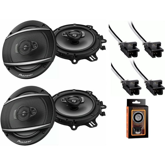2 Pairs Pioneer TS-A1680F 350W Max (80W RMS) A-Series 6.5" 4-Way Coaxial Speakers   Metra 72-4568 Speaker Harness for Selected General Motor Vehicles   Absolute Cell Phone Magnet