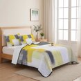 thumbnail image 5 of Full Quilt Set 78''x90'', Yellow Grey Lightweight Summer Bedspread Coverlet Set with 2 Pillow Shams, Modern Abstract Oil Painted Geometric Breathable All Season Quilt Bedding for Bedroom/Guest Room, 5 of 9