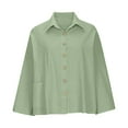 thumbnail image 5 of Virmaxy Womens Blouses Long Sleeve Shirt Women Casual Fashion Solid Color Button T-Shirt Long Sleeves One Shoulder Top Blouse Tops Green-1 L, 5 of 6