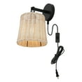 thumbnail image 4 of SAFAVIEH Ciaran Tungsten Black Metal Wall Sconce with Light Brown Rattan Shade, Set of 2, 4 of 8