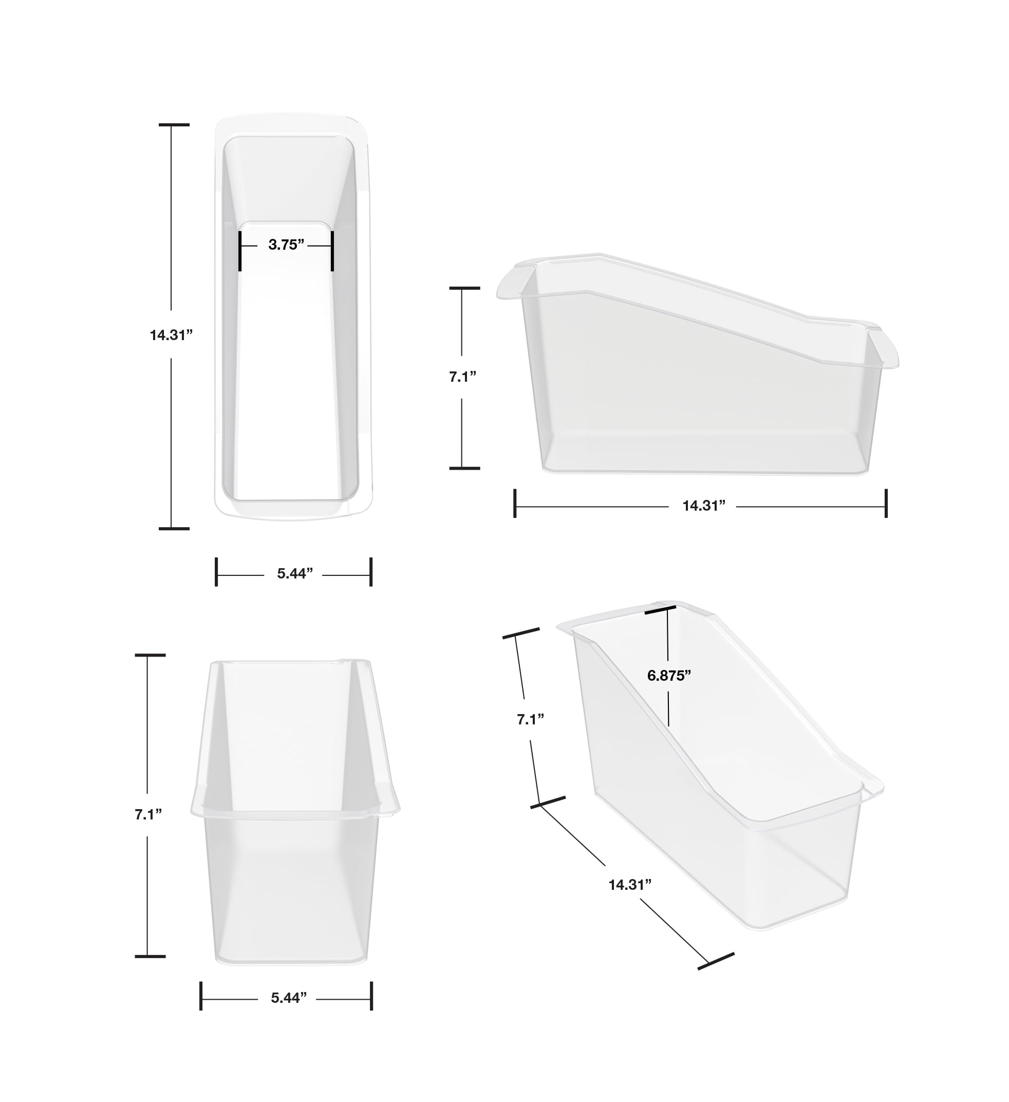 Pen+Gear Book Bin, 14.3 x 5.44 x 7.1 in, Clear