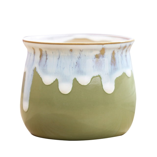 CAROOTU Mini Cute Ceramic Flower Pots Planting Pot Cactu Faux Plants Containers for